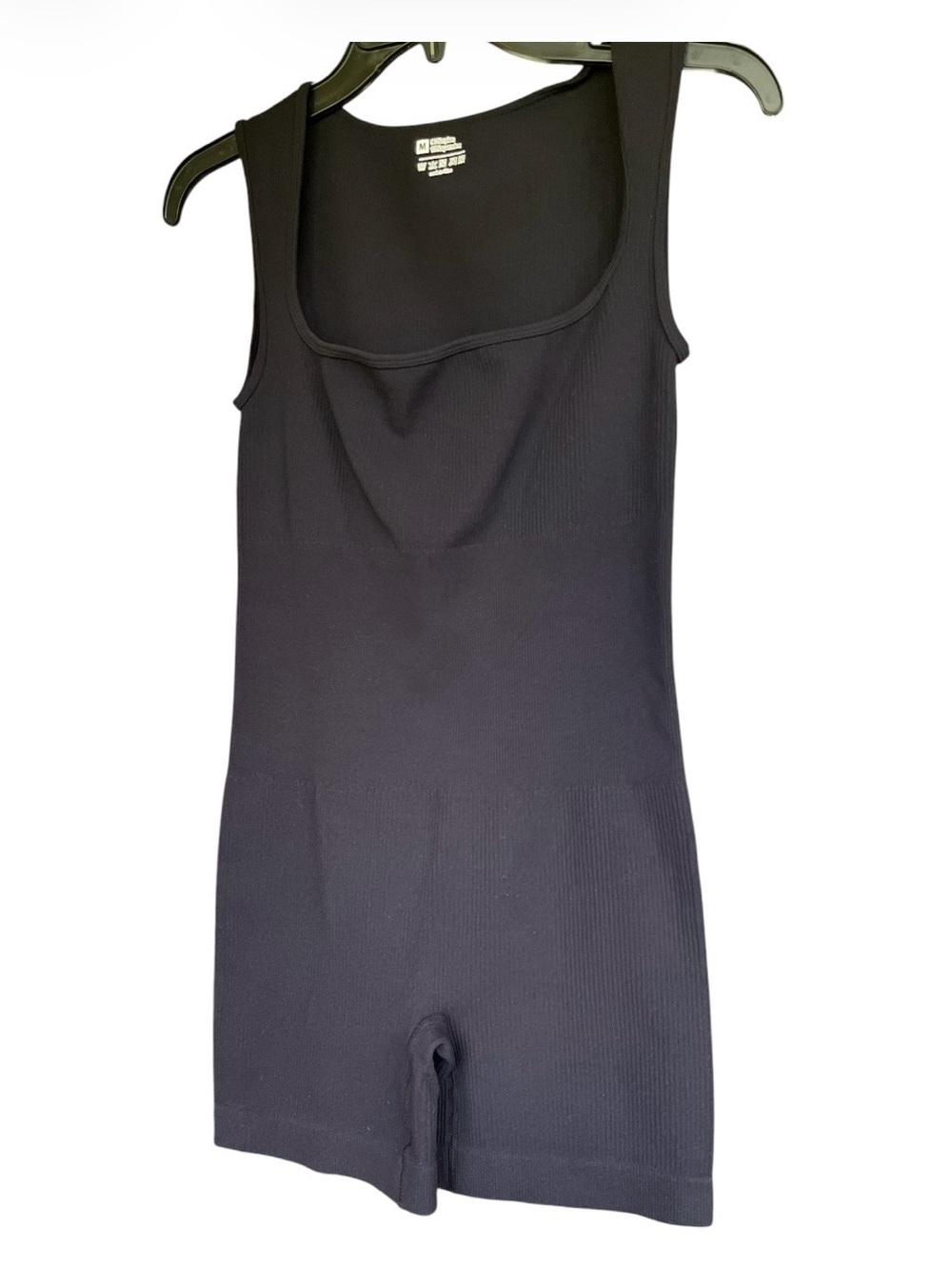 Skims Black Seamless Ribbed Sculpting Romper Bodysuit - Size M
